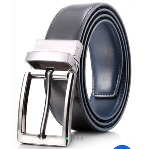 Mio Marino's Men Genuine Leather Dress ChameleonBelt Reversible Navy/Black 40